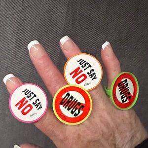 Vintage ‘80s Just Say No To Drugs plastic rings party favors